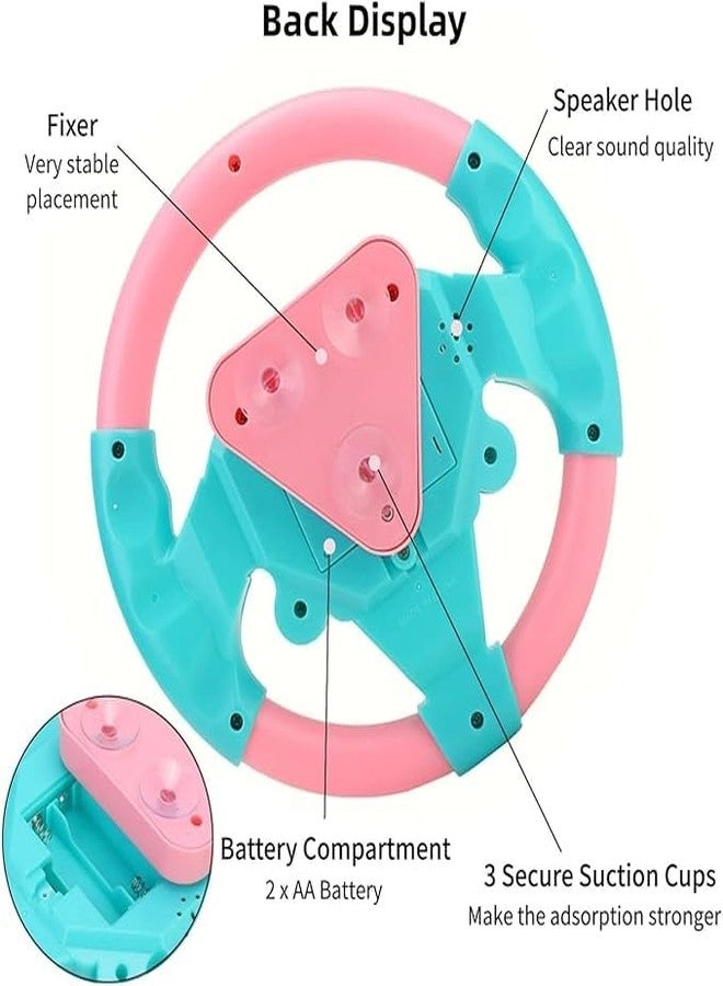 DNGM Creation Kids Driving Steering Wheel Funny Interactive Driving Wheel with Music (Pink & Blue Steering) - Image 5